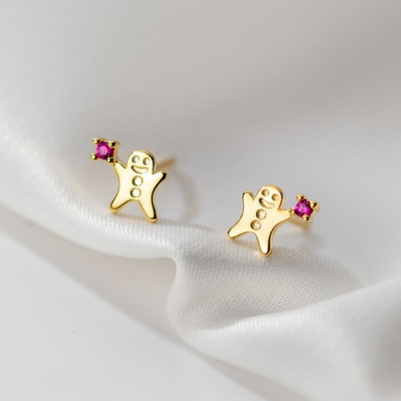 Trendy Jewels Gold and Ruby Gingerbread/Ghost/Little People Earrings - Picture 1 of 5